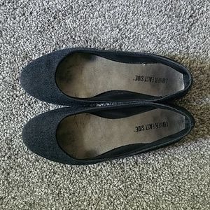 Navy/Charcoal Tweed Texture Flats